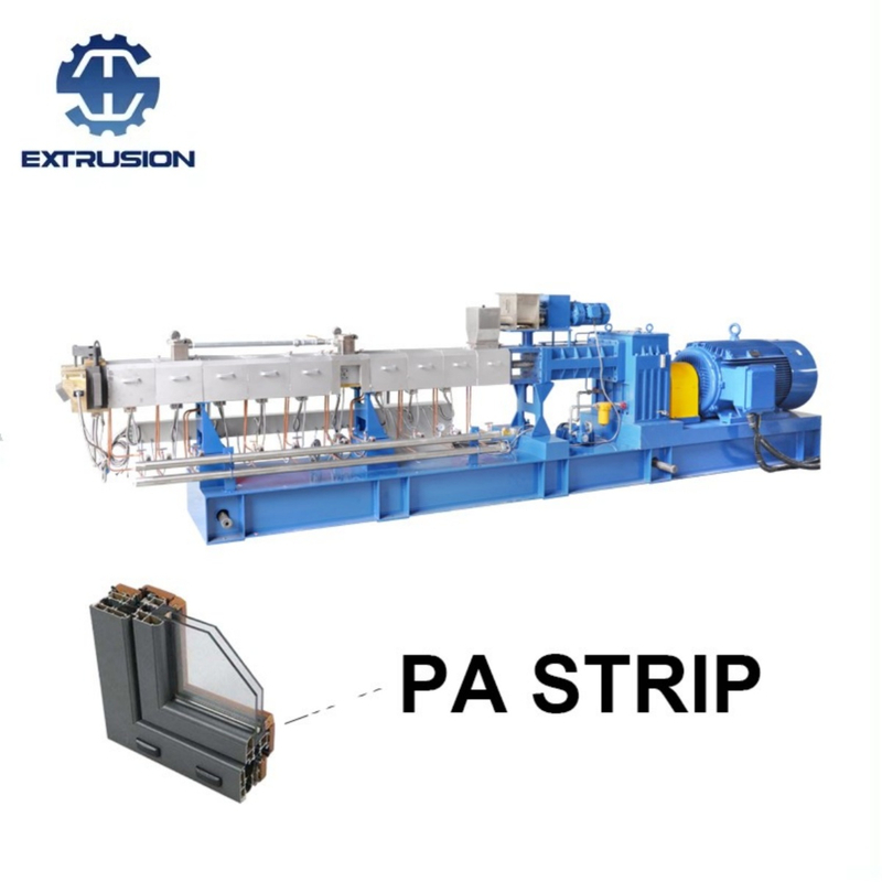 PA66 + 25% GF Plastic Pellets Making Twin Screw Extruder for Insulation Strip