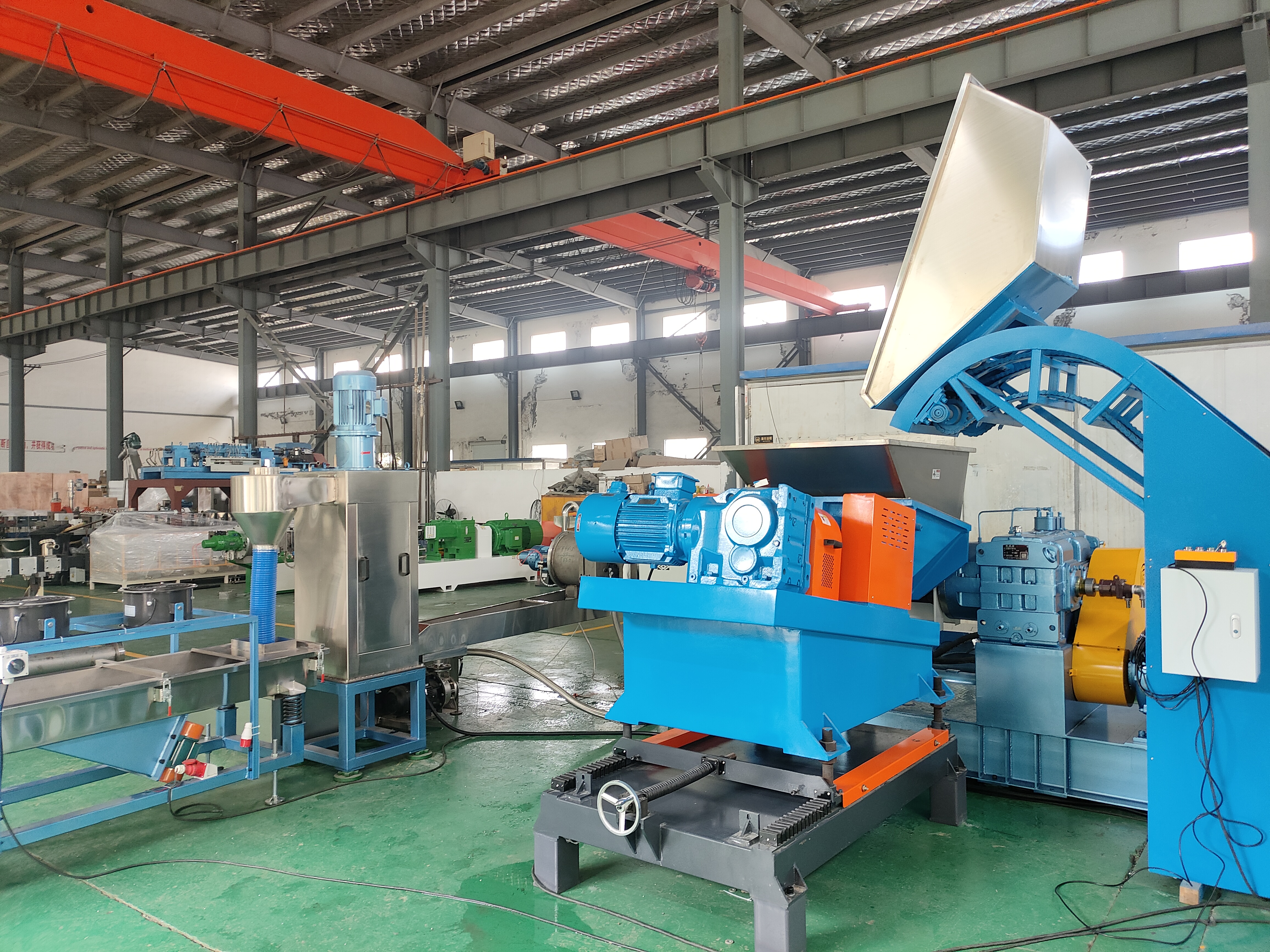 High Filling SJ 150 Kneader Single Screw Extruder Line with New Water Ring Pelletizing